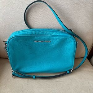 Michael Kors leather teal crossbody bag